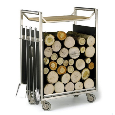 Chariot-Serviteur  bois en inox avec 4 accessoires Inox Accessoires chemine Accessoires inox 2870
