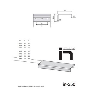 Poigne minimaliste 352 mm inox bross Accessoires de meuble Gamme inox DH_35055